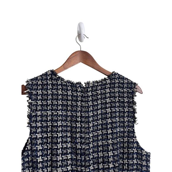 J.Crew Textured Tweed Houndstooth Sheath Dress Blue Womans 14 - Picture 8 of 10